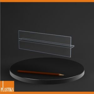 Závesný držiak na sklo 200x60| Regálové pútače, závesný držiak na sklenené police, regálové cenovky, kúpiť na Slovensku v Bratislave| Plastiks